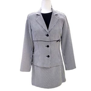 Byer IZ California skirt suit women's 11 black and white houndstooth polyester